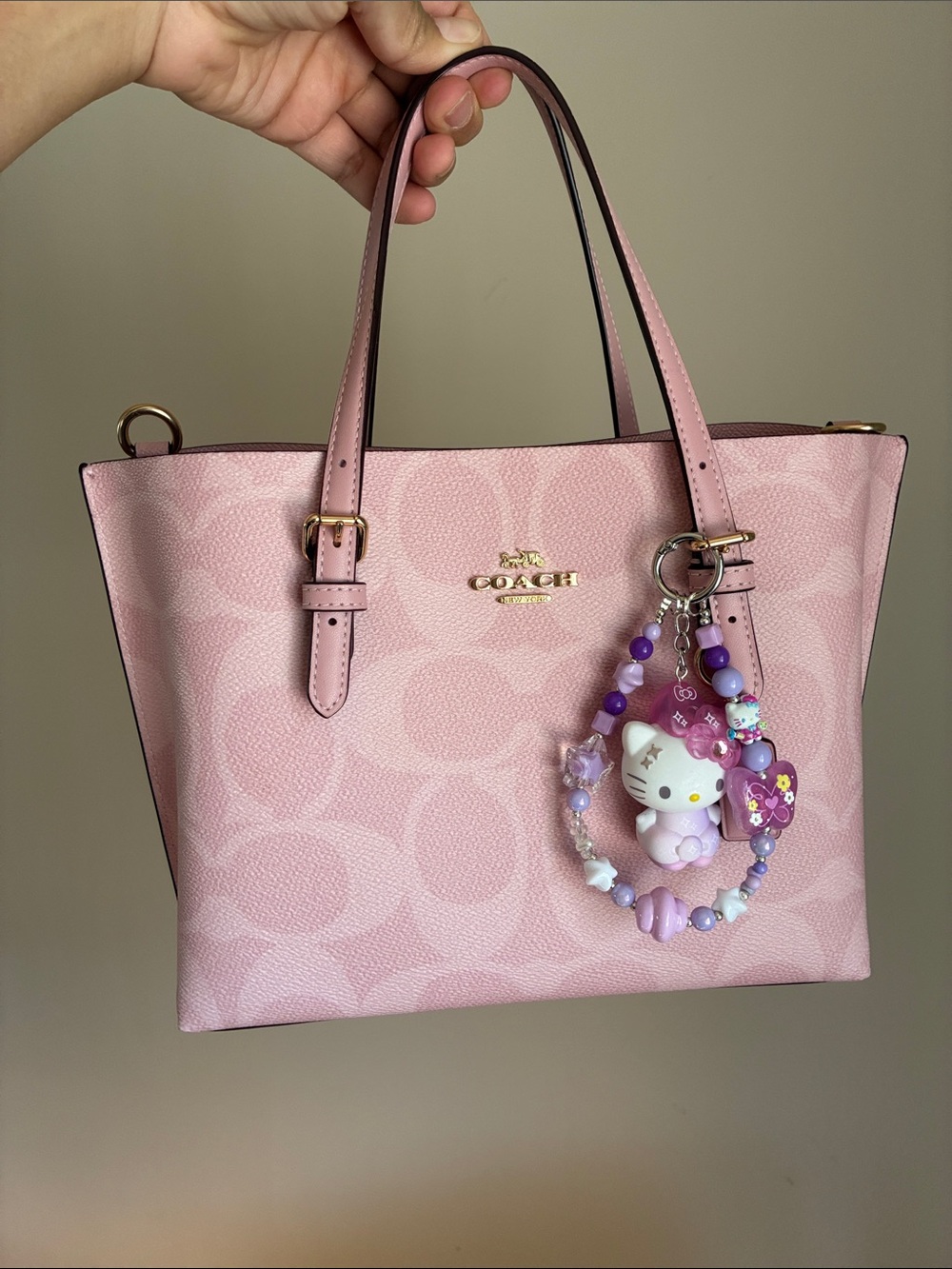Hello Kitty Lavender Beaded Keychain Phone Charm